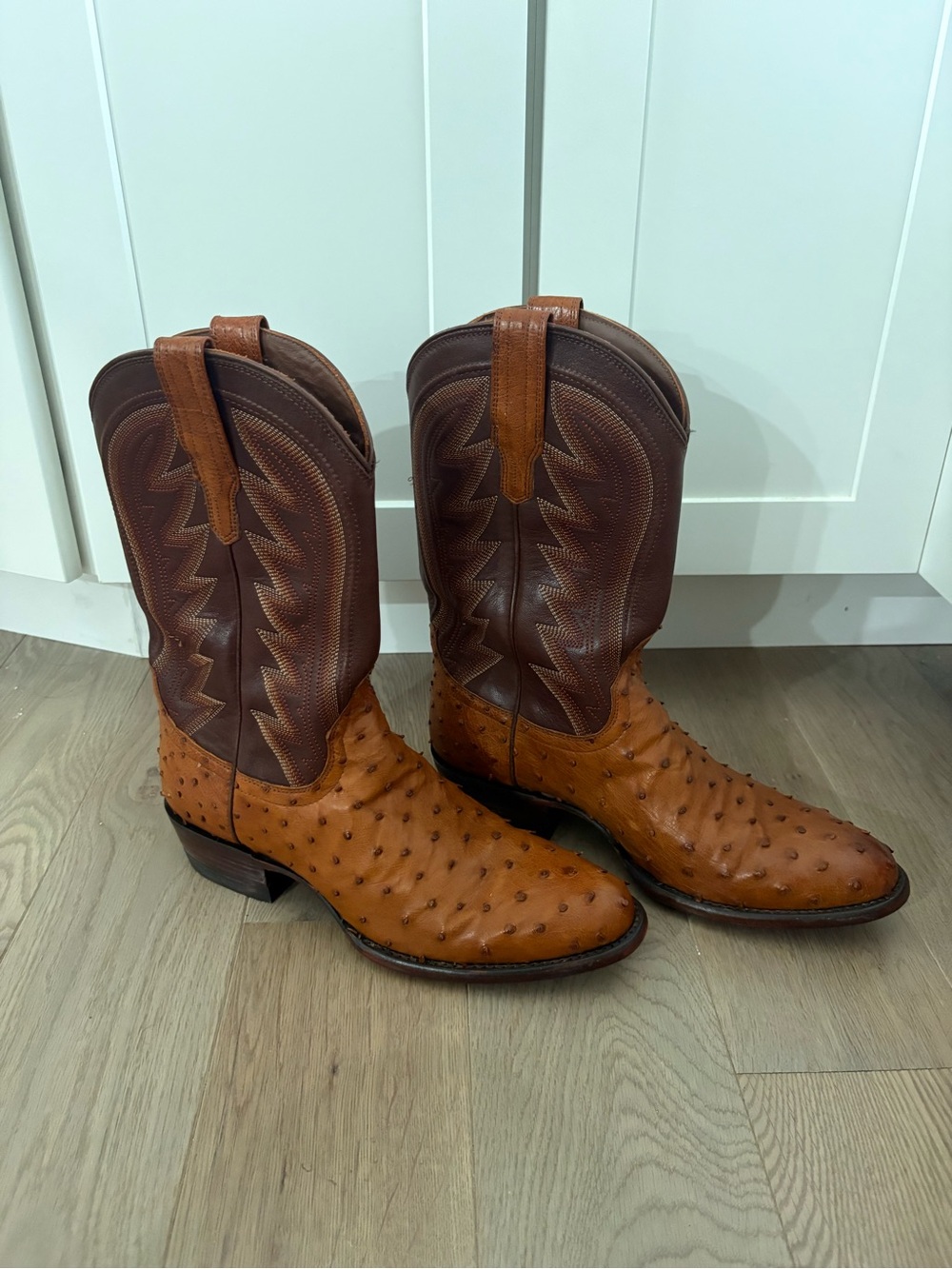 Tecovas Men's The Wyatt Pecan Ostrich Western Boots Brown US 9 D